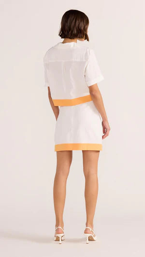 Load image into Gallery viewer, MINKPINK Alora Wave Mini Skirt White &amp;amp; Orange
