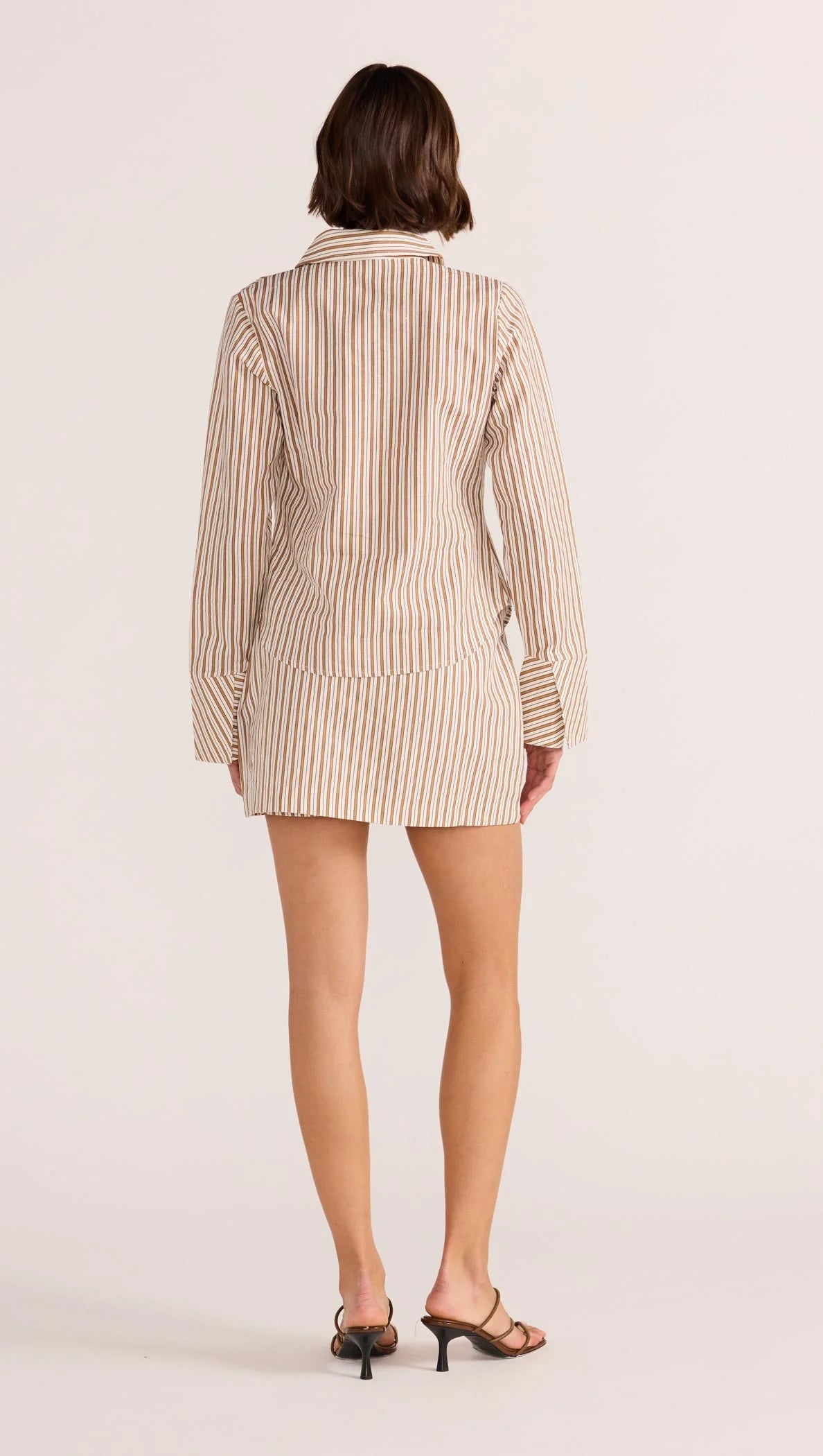 MINKPINK Artemis Tie Shirt Tan Stripe