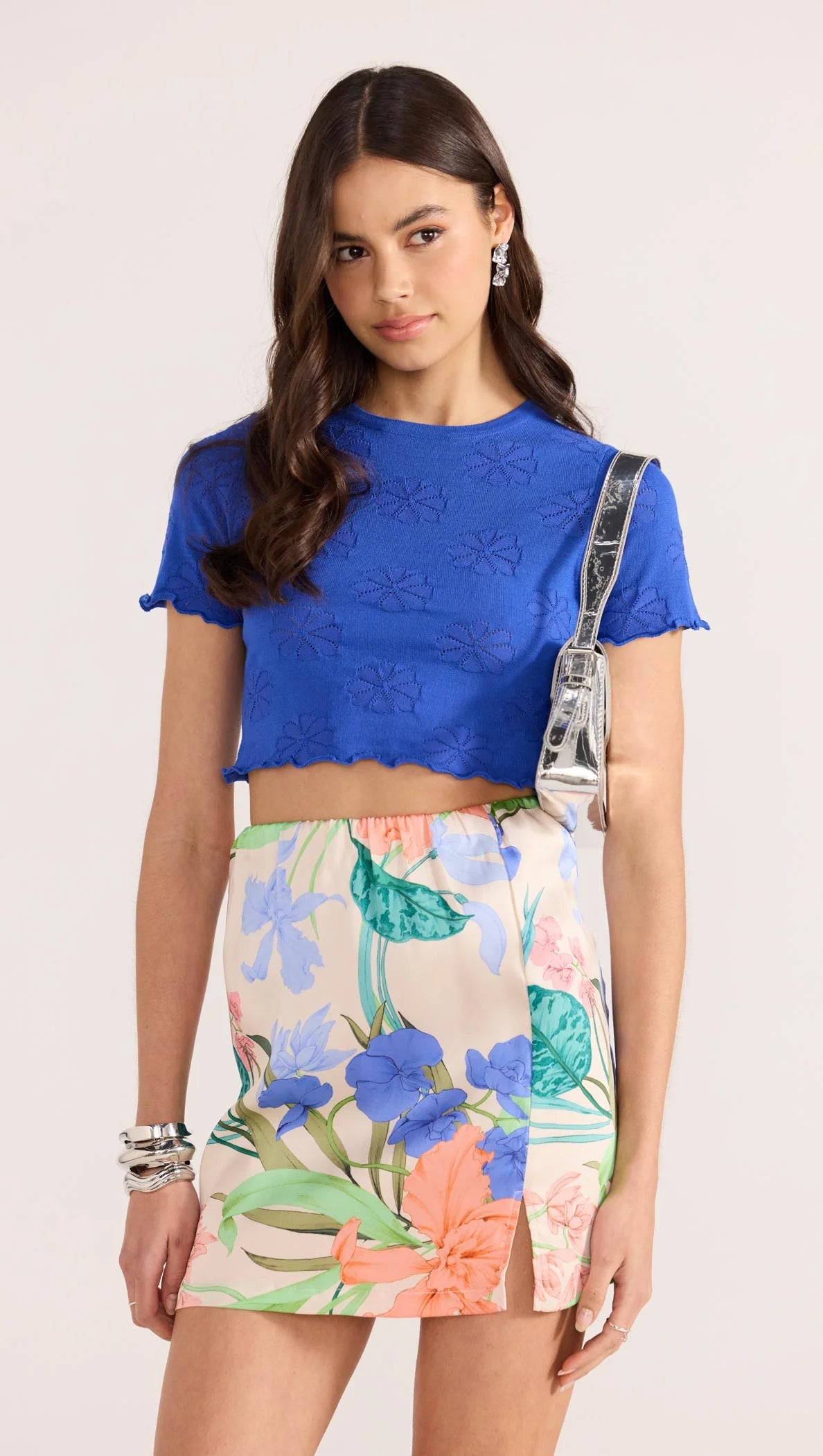 MINKPINK Bowie Pointelle Knit Tee Royal Blue