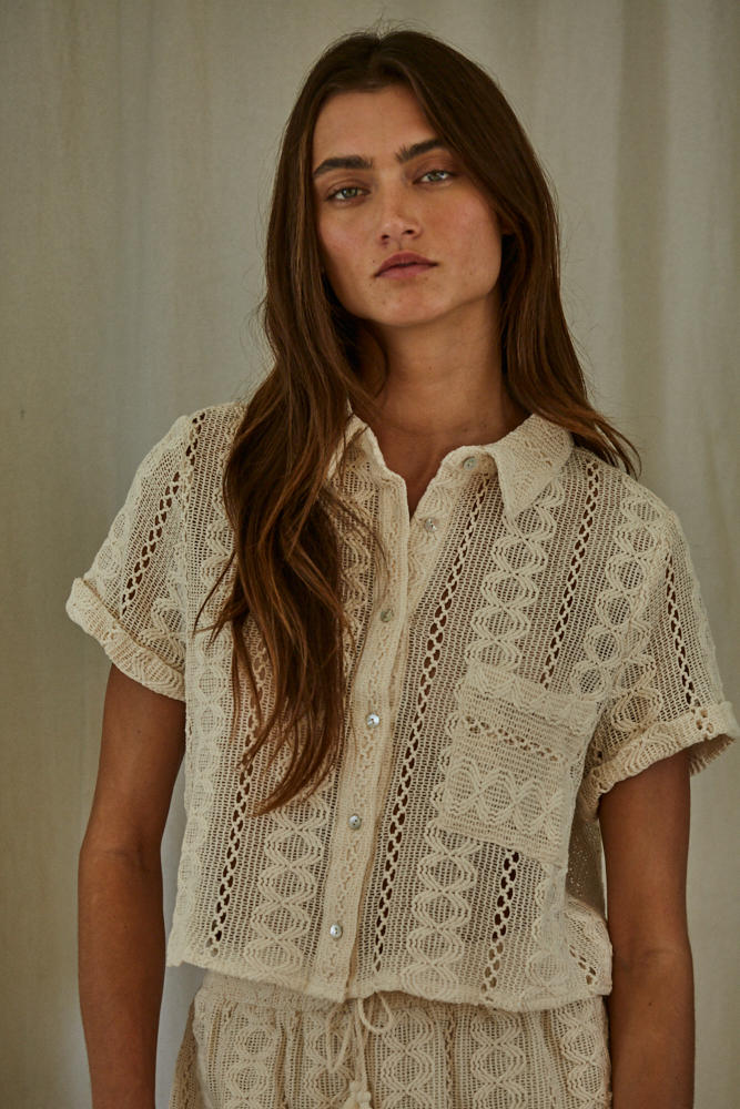 By Together Ryan Crochet Woven Top