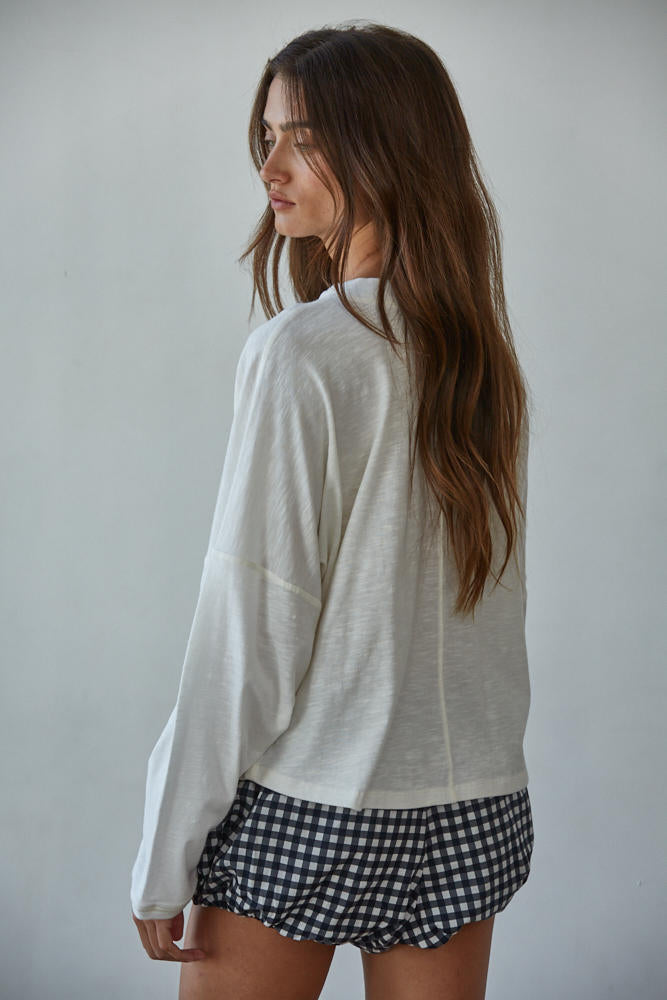 By Together Everyday Mock L/S Knit Top Off White
