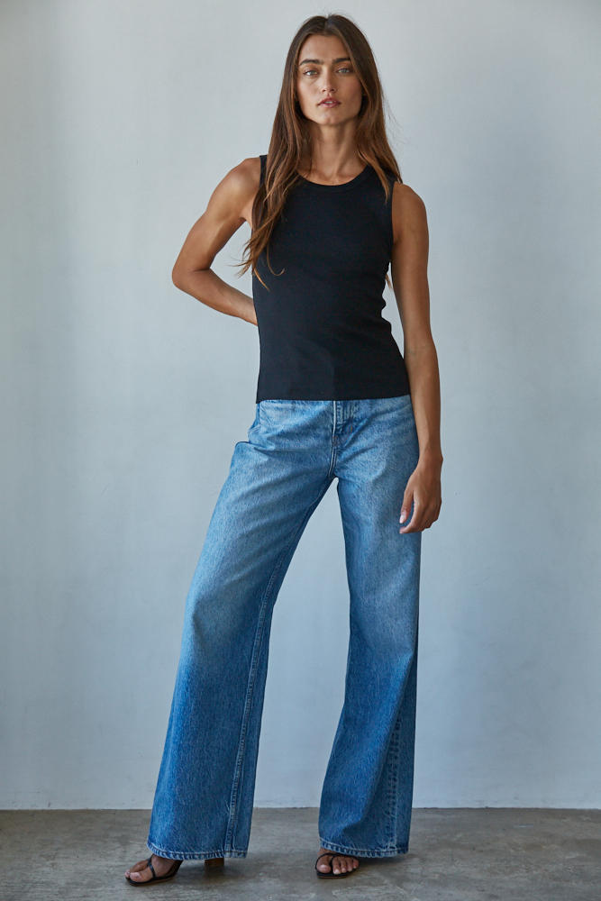 By Together Everyday Ribbed Contour Tank Top Black