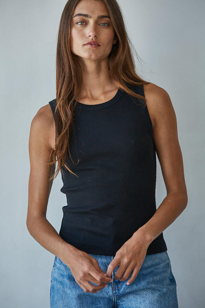 By Together Everyday Ribbed Contour Tank Top Black