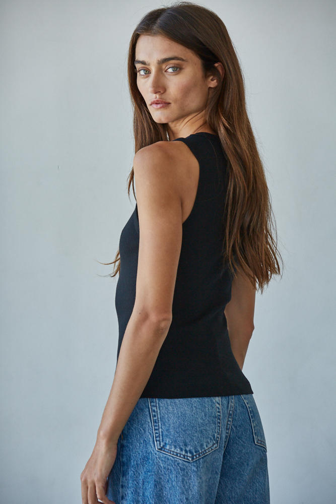 By Together Everyday Ribbed Contour Tank Top Black