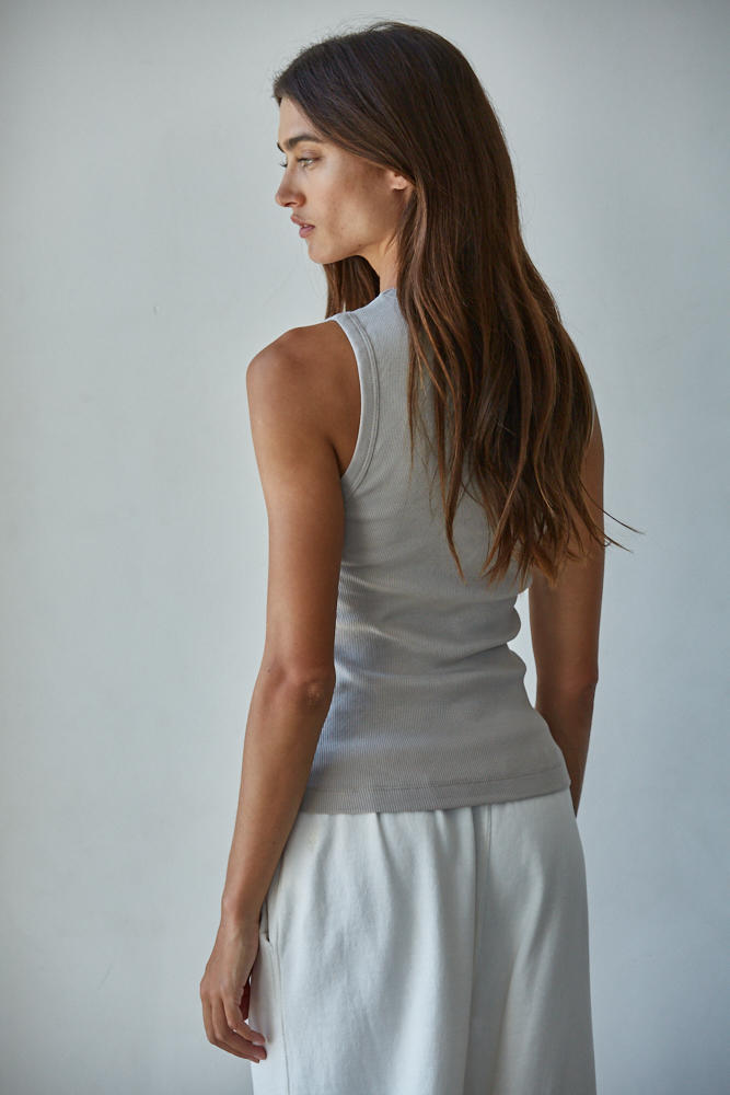 By Together Everyday Ribbed Contour Tank Top Taupe