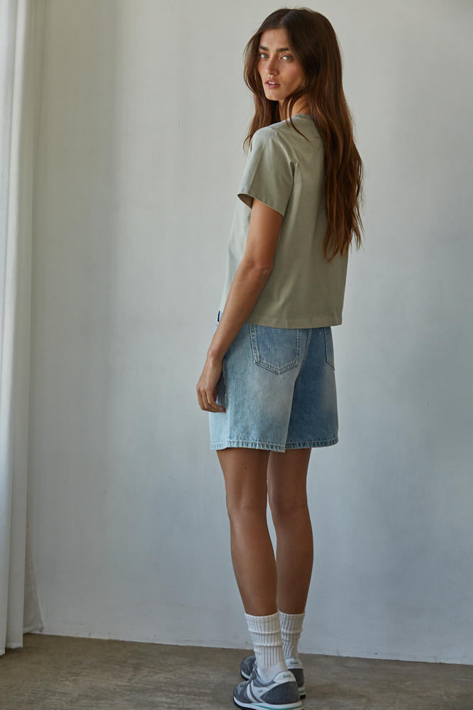 By Together Everyday Crew Knit Tee Light Moss