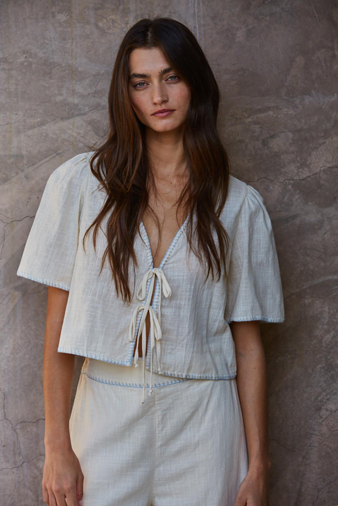 By Together Annaka Tie Front Top