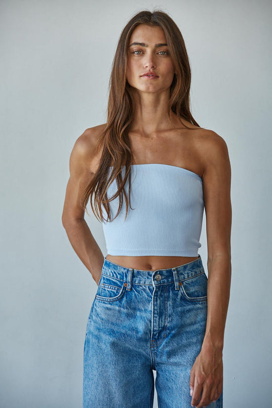 By Together Essential Seamless Bandeau Top Creamy Blue
