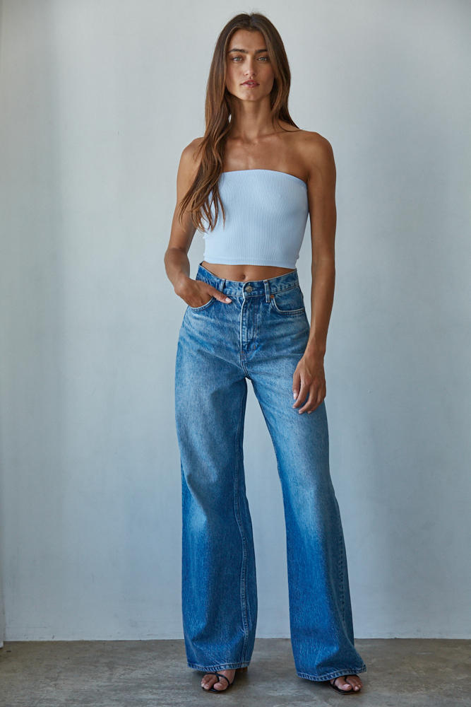 By Together Essential Seamless Bandeau Top Creamy Blue