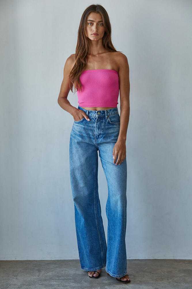 By Together Essential Seamless Bandeau Top Electric Fuchsia