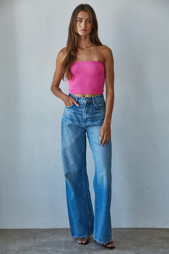 By Together Essential Seamless Bandeau Top Electric Fuchsia