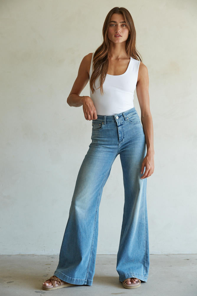 By Together Double Layer Full Length Tank Top White