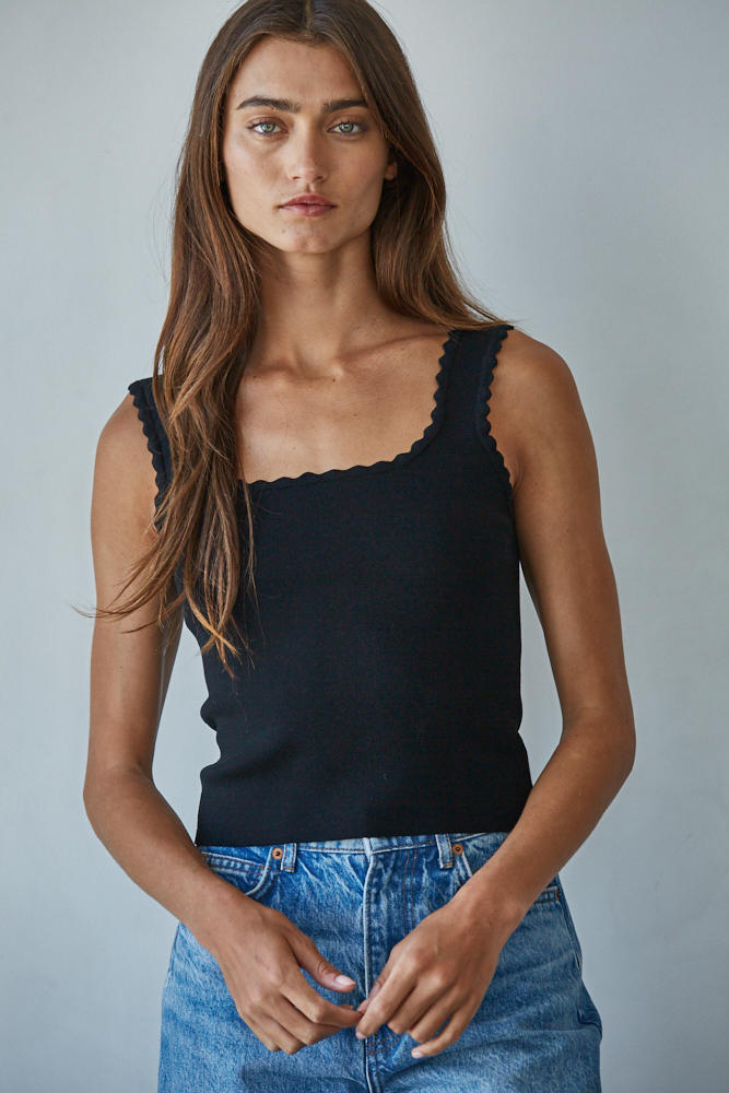 By Together Come Around Tank Sweater Black