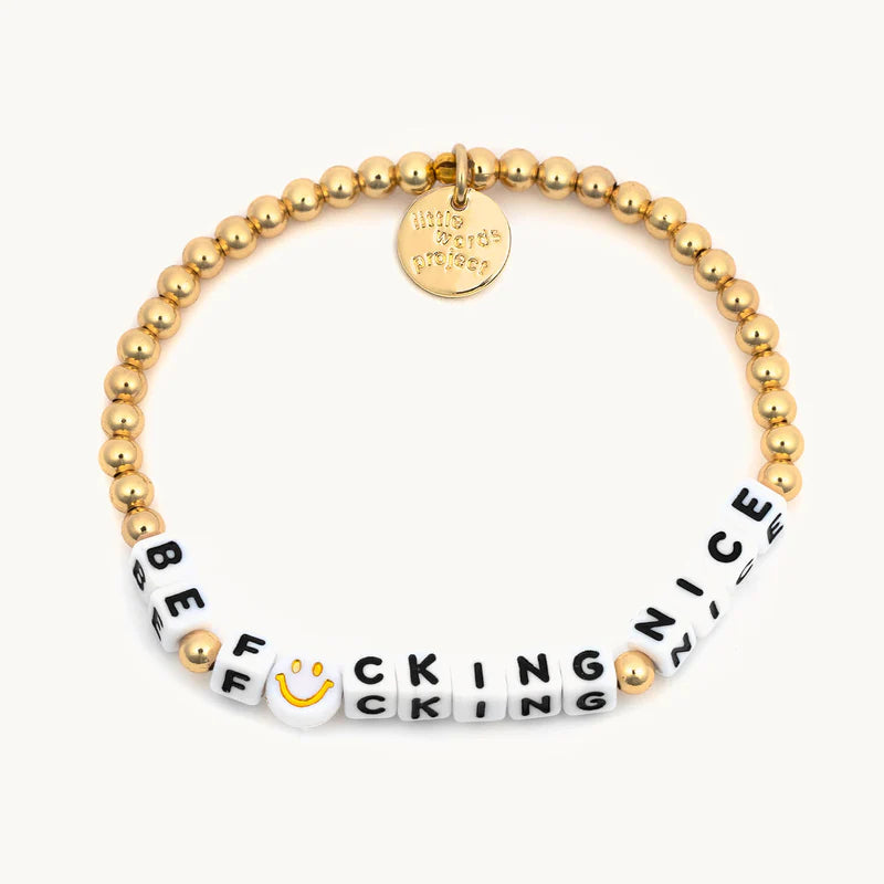 Load image into Gallery viewer, Little Words Project Be F*cking Nice Waterproof Gold Bracelet
