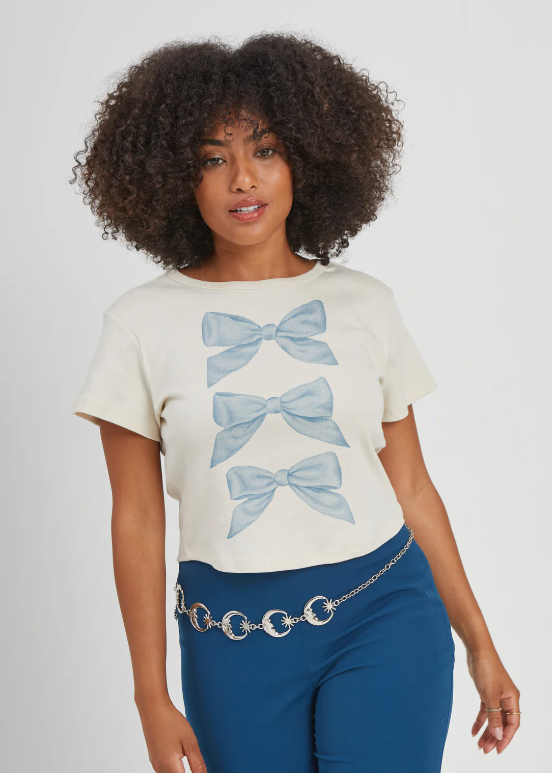 Girl Dangerous Blue Bows Off Graphic Tee