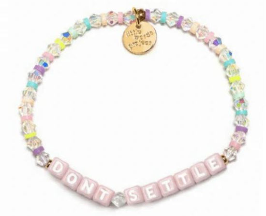 Load image into Gallery viewer, Little Words Project PInk Don&amp;#39;t Settle Bracelet
