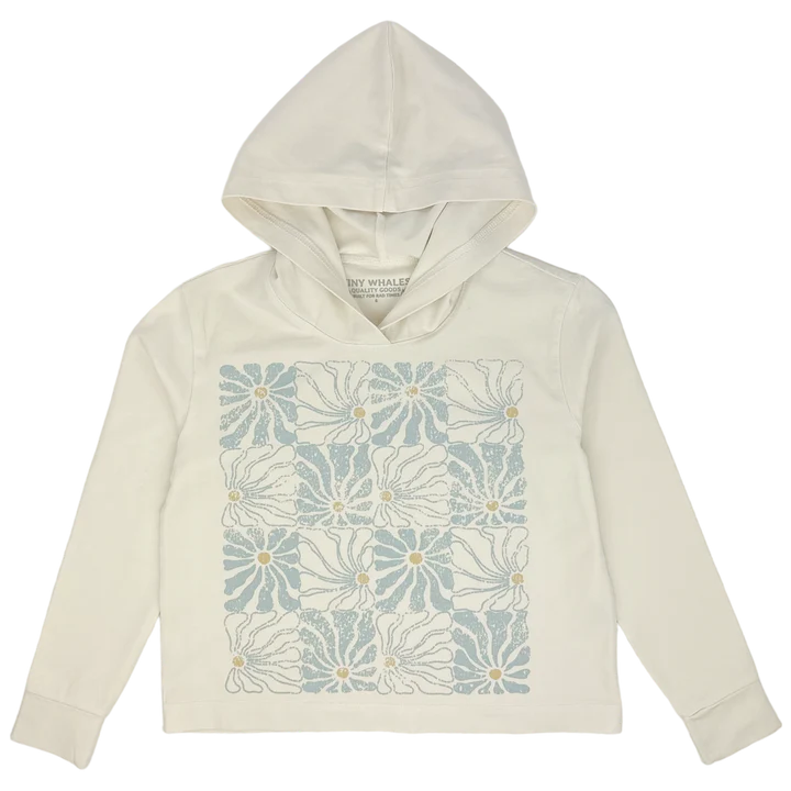 Tiny Whales Flower Check Boxy Hooded Tee