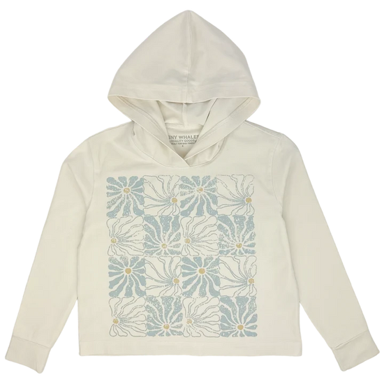 Tiny Whales Flower Check Boxy Hooded Tee