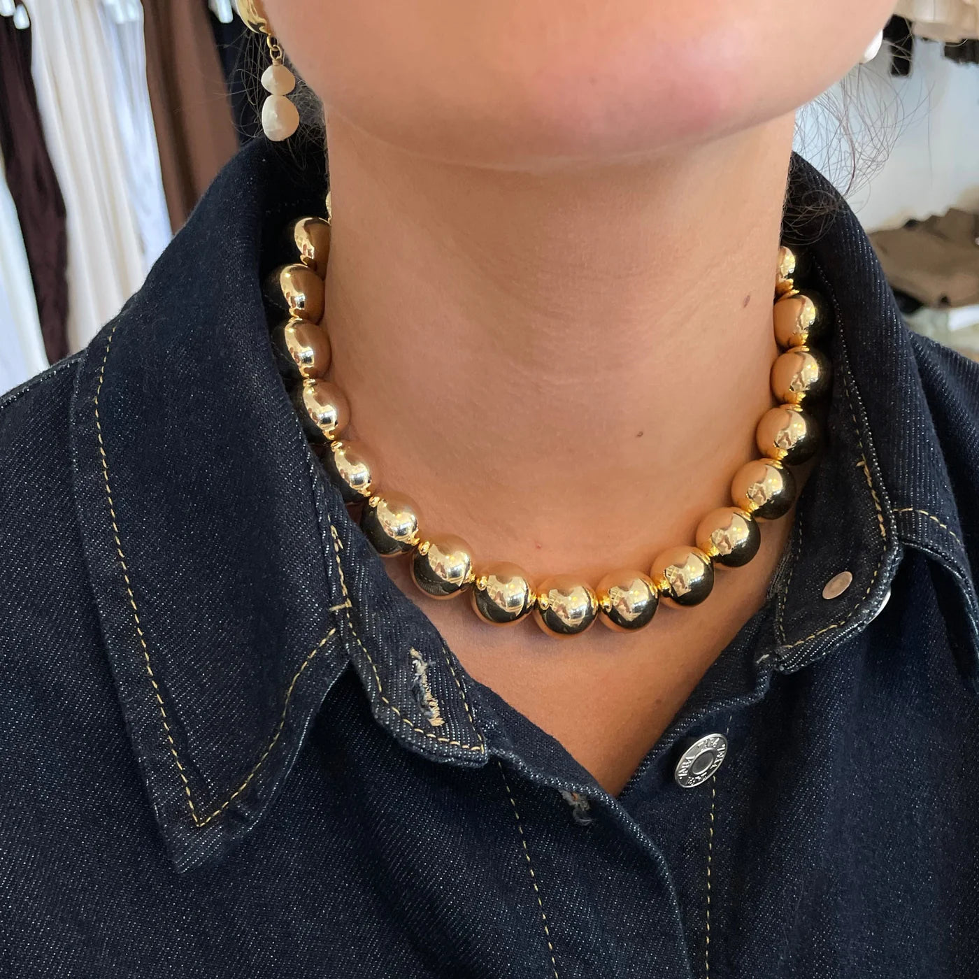 Airotciv By Victoria Melvie Bead Gold Necklace