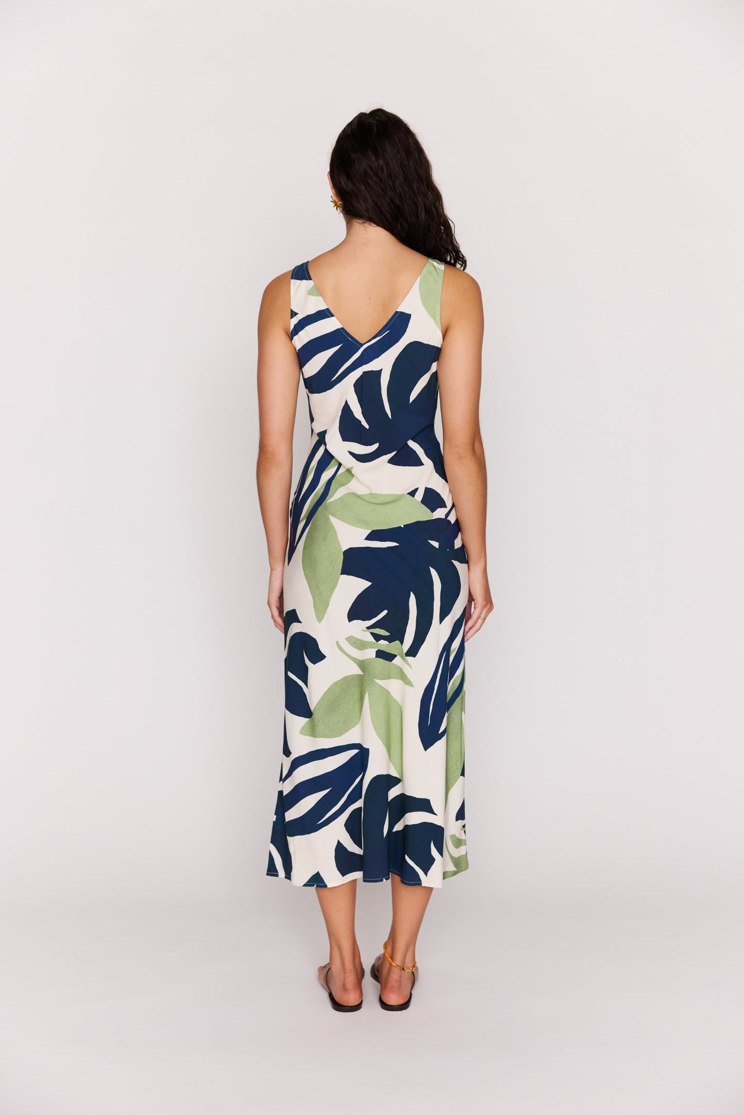 MINKPINK Azure Keyhole Midi Dress Palm Leaves