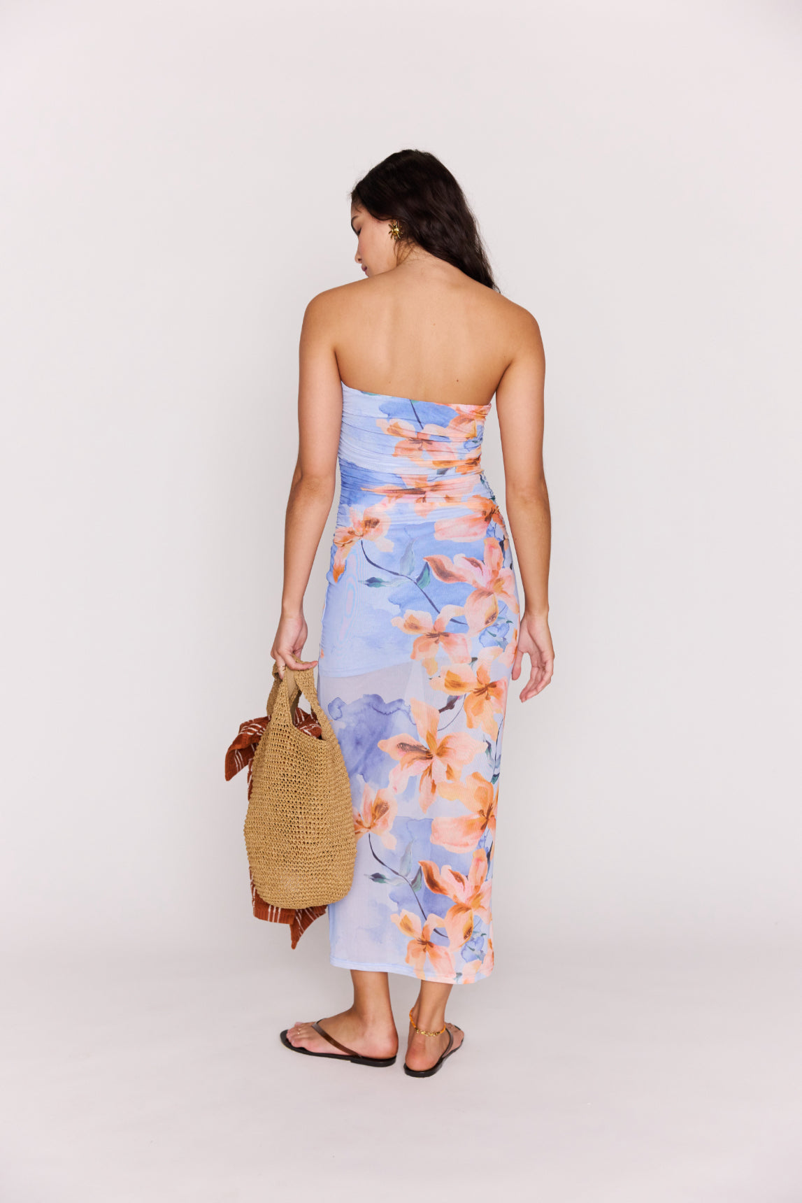 MINKPINK Sunspell Watercolor Floral Mesh Midi Dress