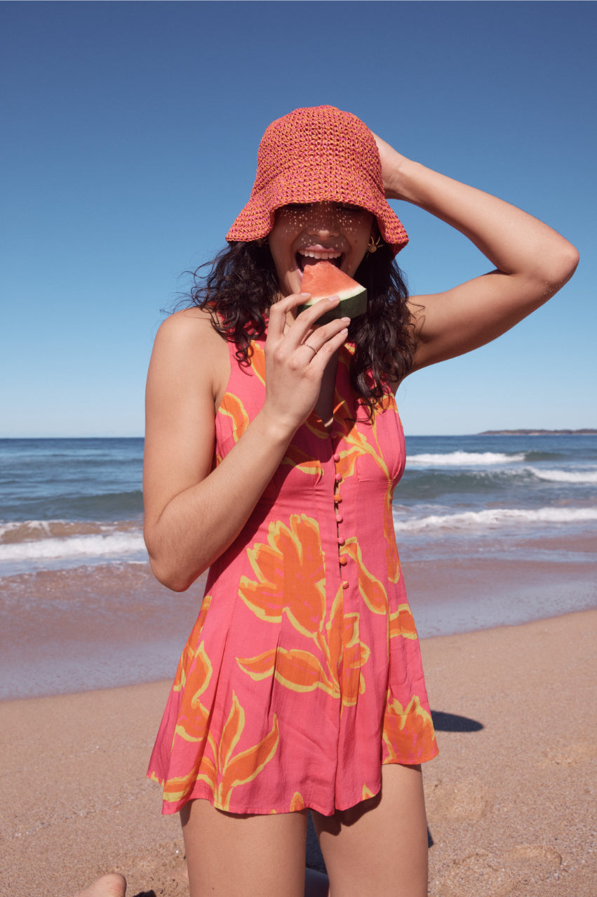 MINKPINK Elodie Pink Pop Floral Playsuit