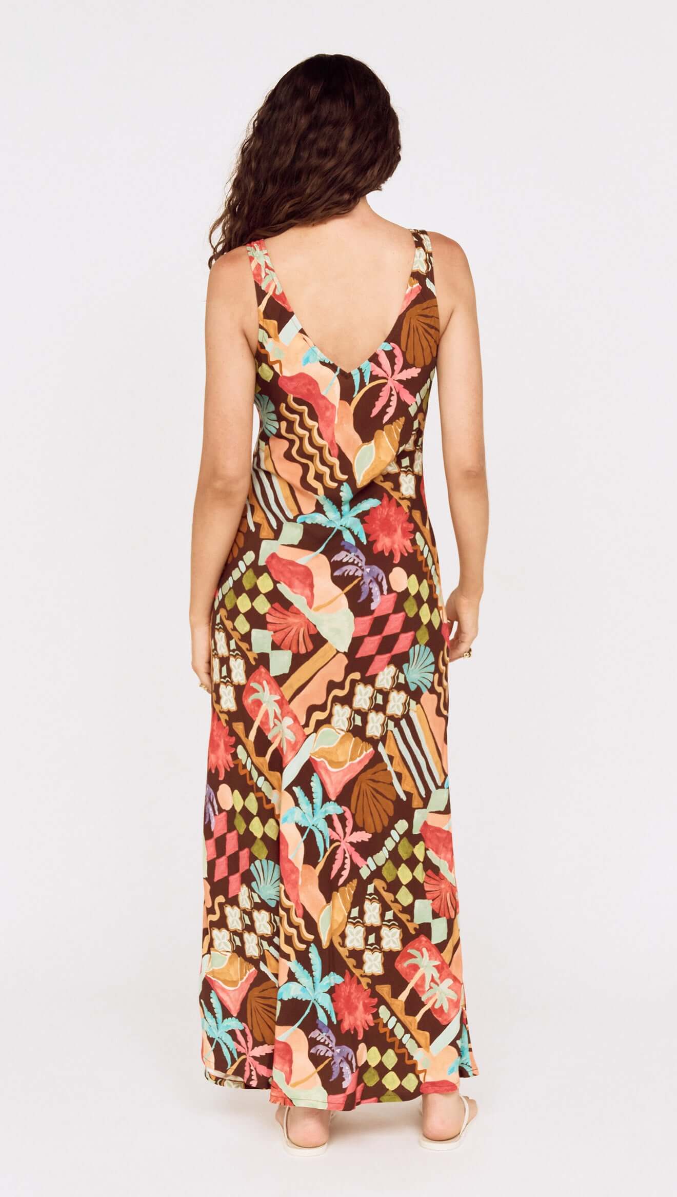 MINKPINK Isola Keyhole Midi Dress Vintage Coastal Cocoa