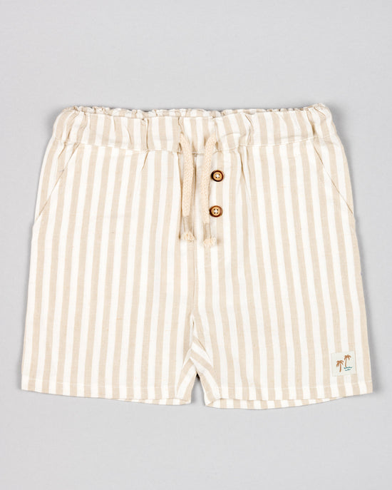 Losan Bermuda Ecru Linen Stripe Shorts