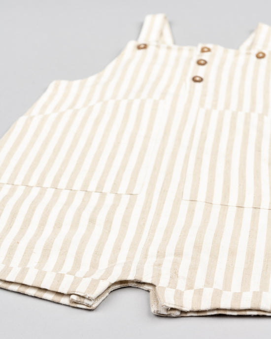 Losan Linen Ecru Stripe Overall Shorts
