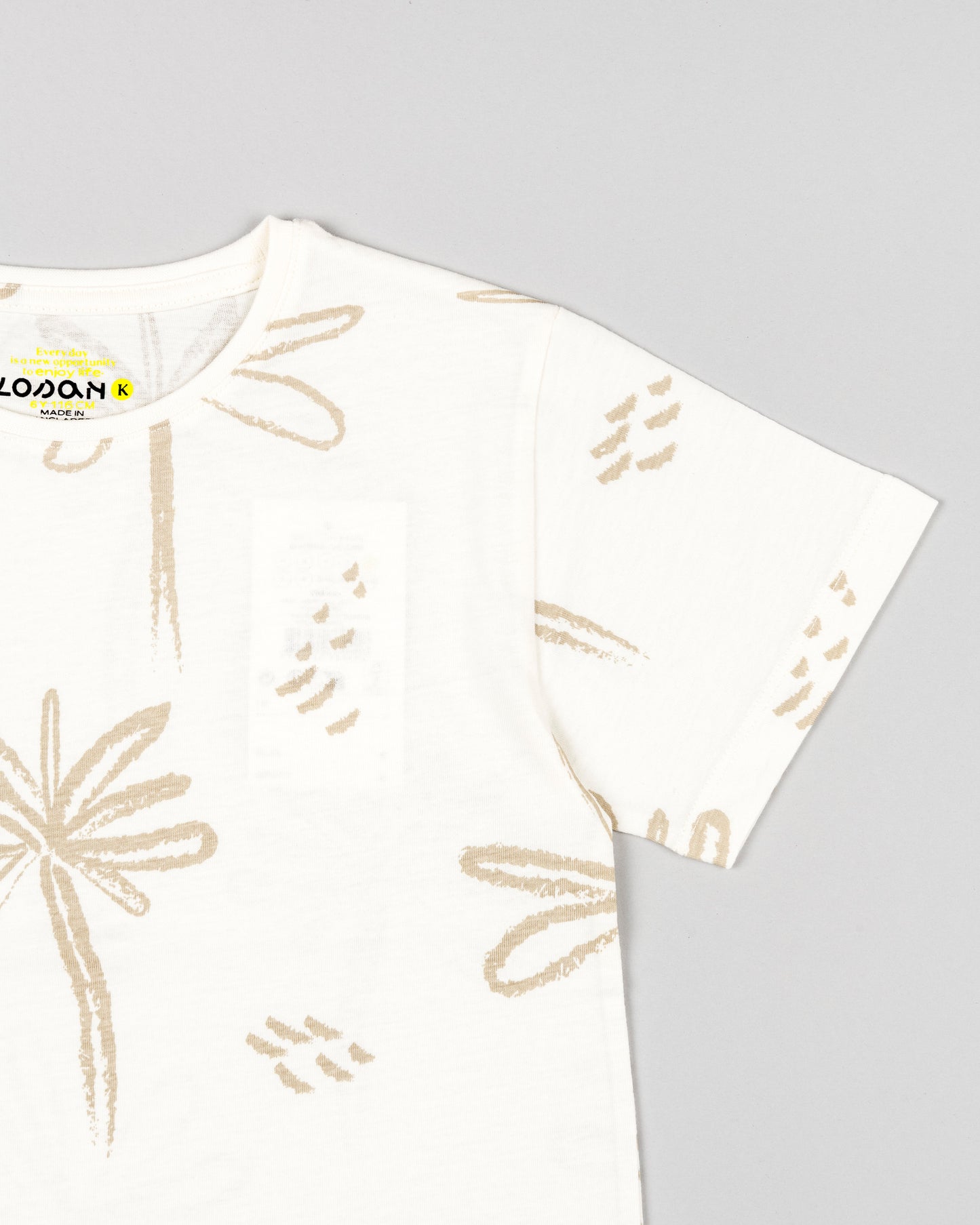 Losan Ecru Abstract Palm  S/S Shirt