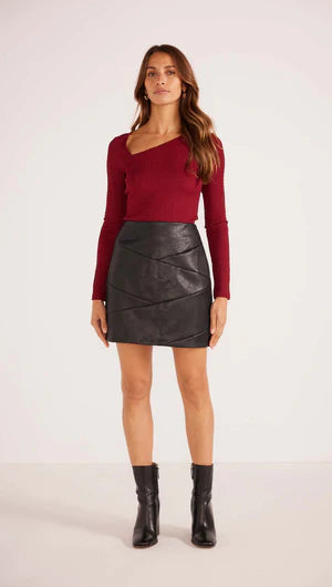 Mink Pink Leena Pu Mini Skirt Black