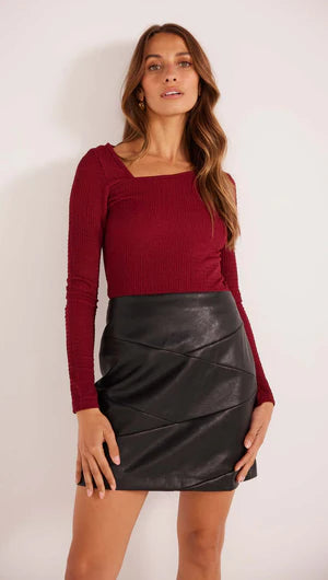 Mink Pink Leena Pu Mini Skirt Black