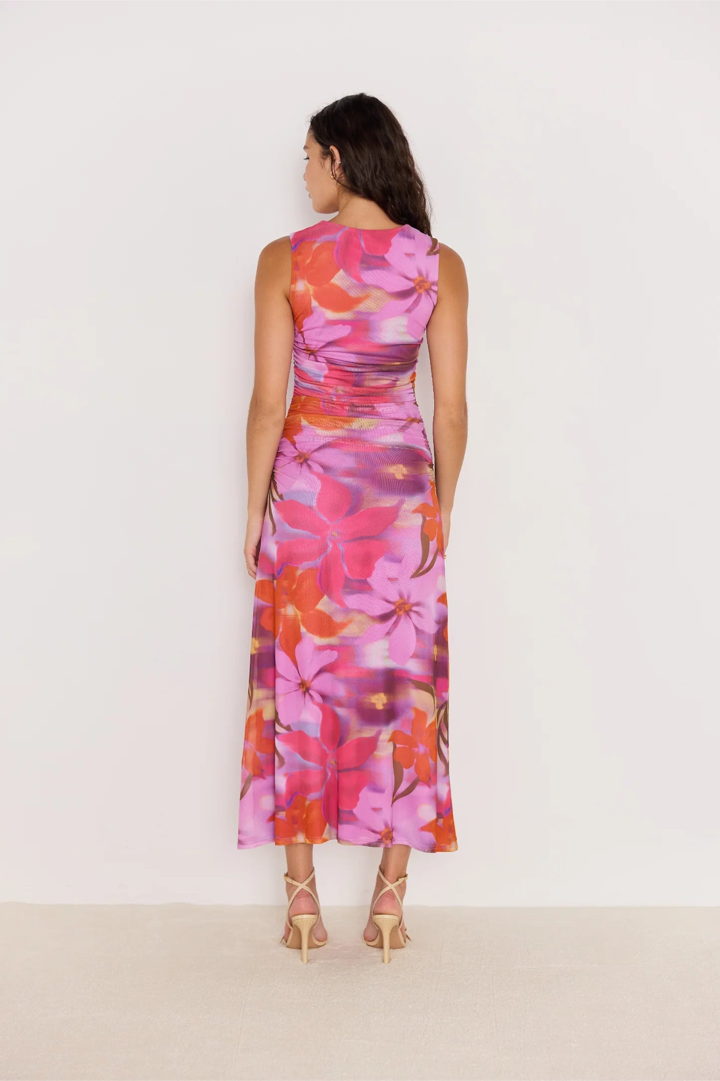 MINKPINK Sierra Mesh Midi Dress Abstract Floral