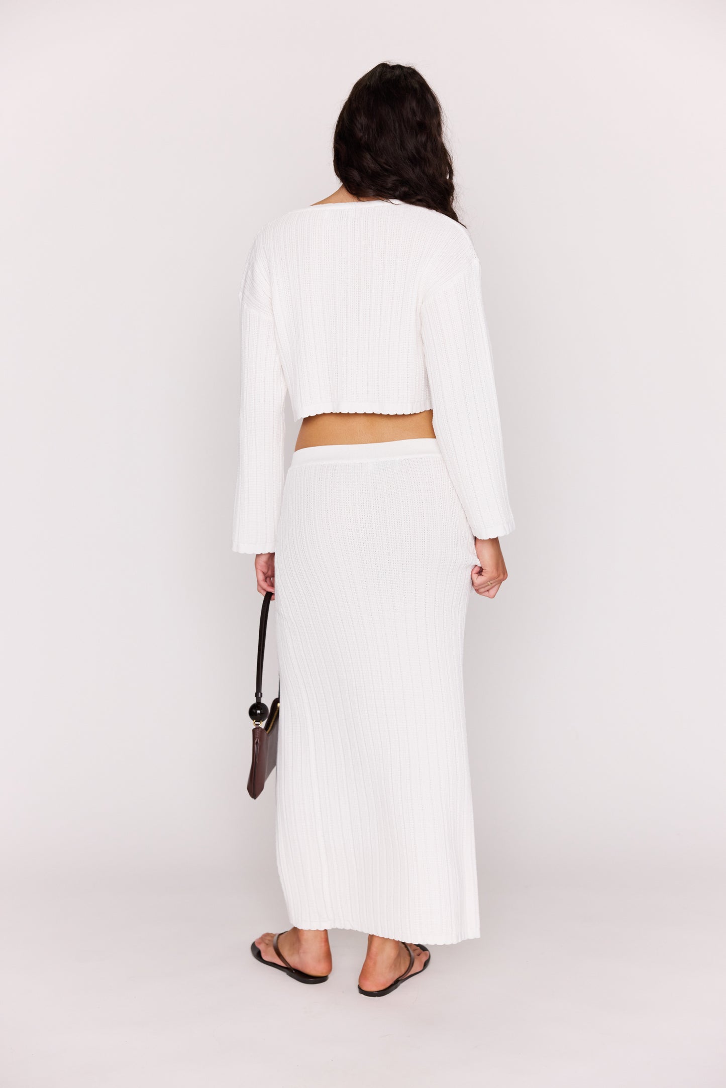 MINKPINK Bellini Cropped Knit Top White