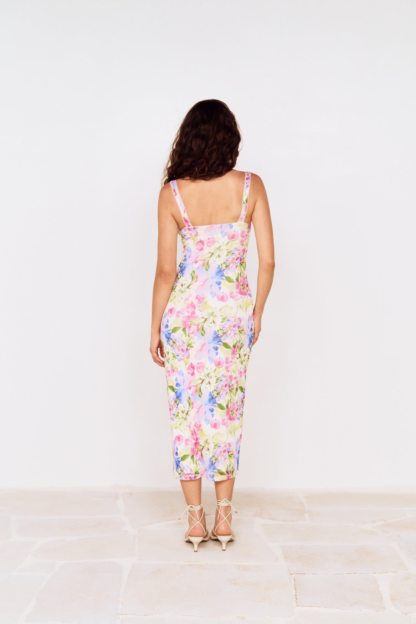 MINKPINK Celina Mesh Midi Dress Watercolor Floral