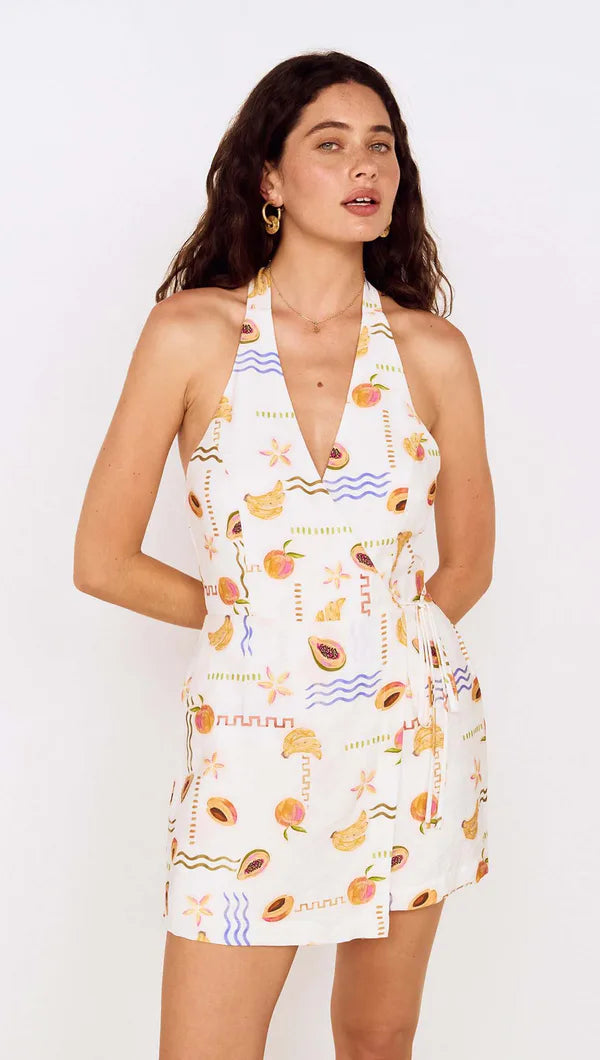 MINKPINK Carmen Halter Romper Fruit Print