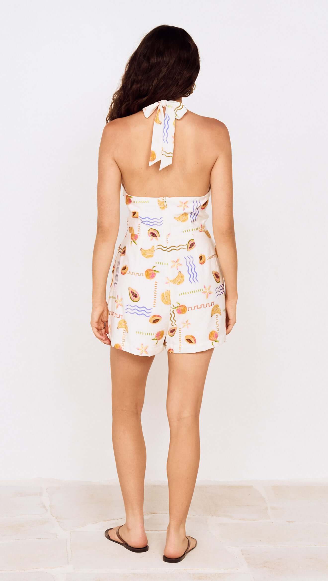 MINKPINK Carmen Halter Romper Fruit Print