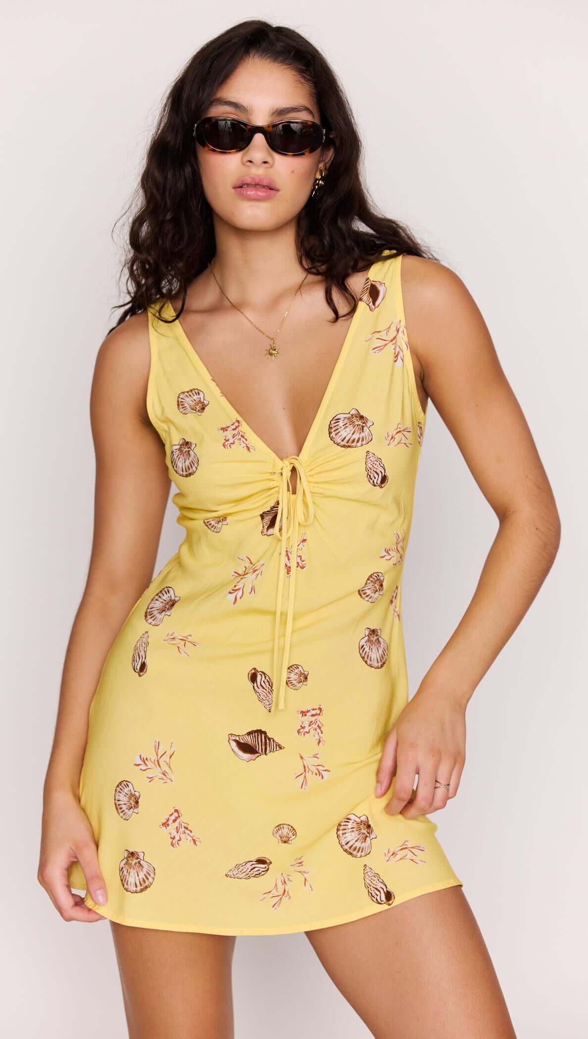 MINKPINK Marisol Keyhole Mini Dress | Print/Yellow | Size M MINKPINK Marisol Keyhole Mini Dress | Print/Yellow | Size M