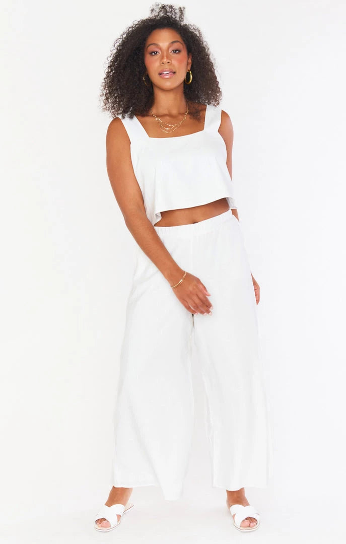 Show Me Your Mumu Kick Back White Linen Pants