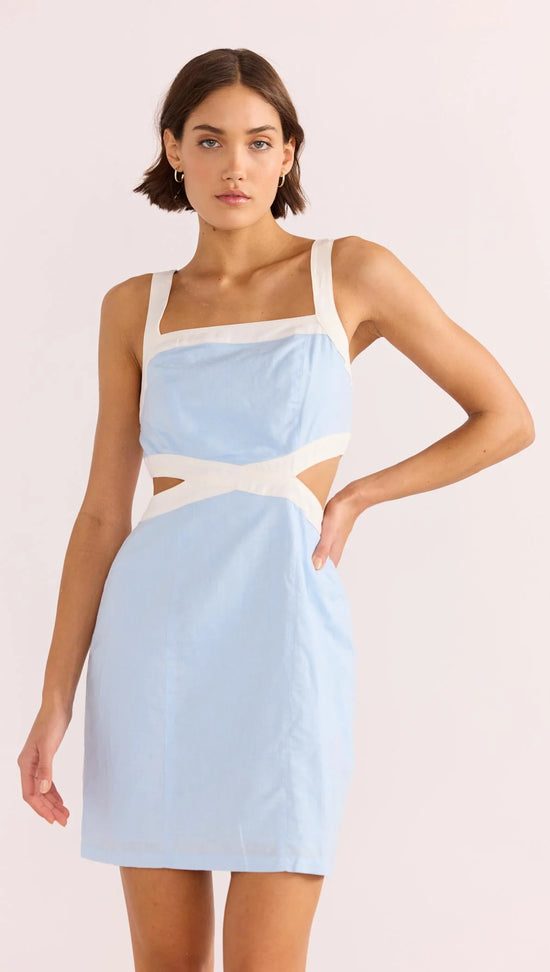 Load image into Gallery viewer, MINKPINK Contrast Mini Dress Sky Blue
