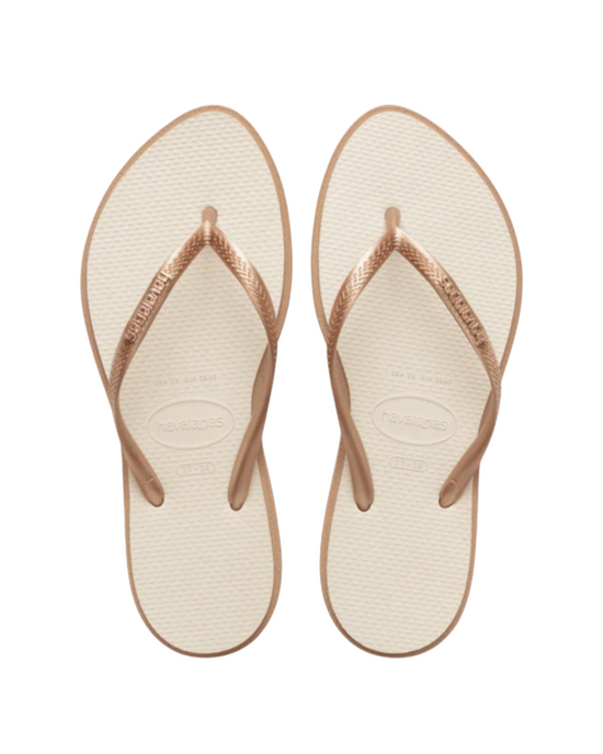 Havaianas Slim Point Flip Flops Rose Gold/Beige