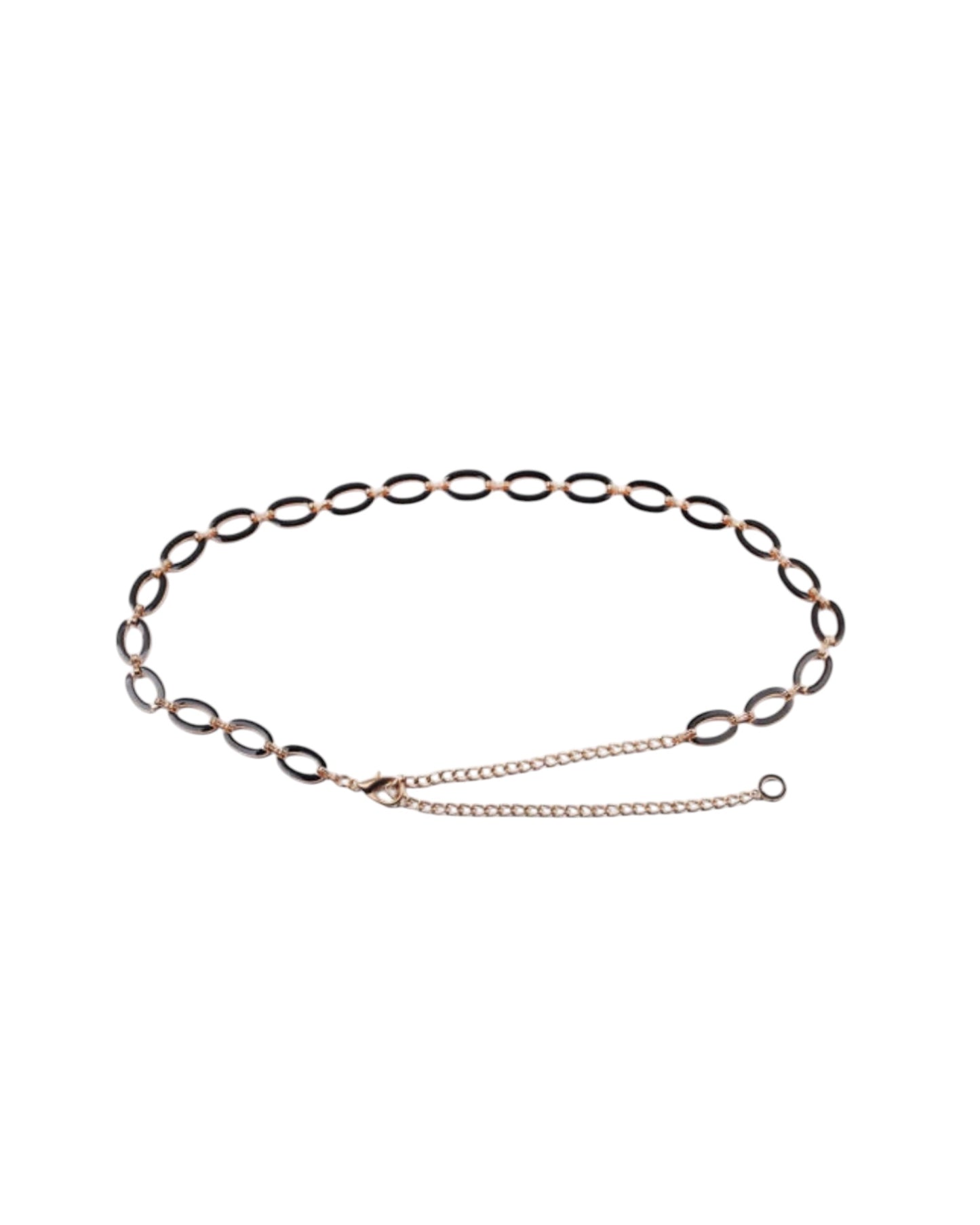 Oval Ring Chain Belt Black
