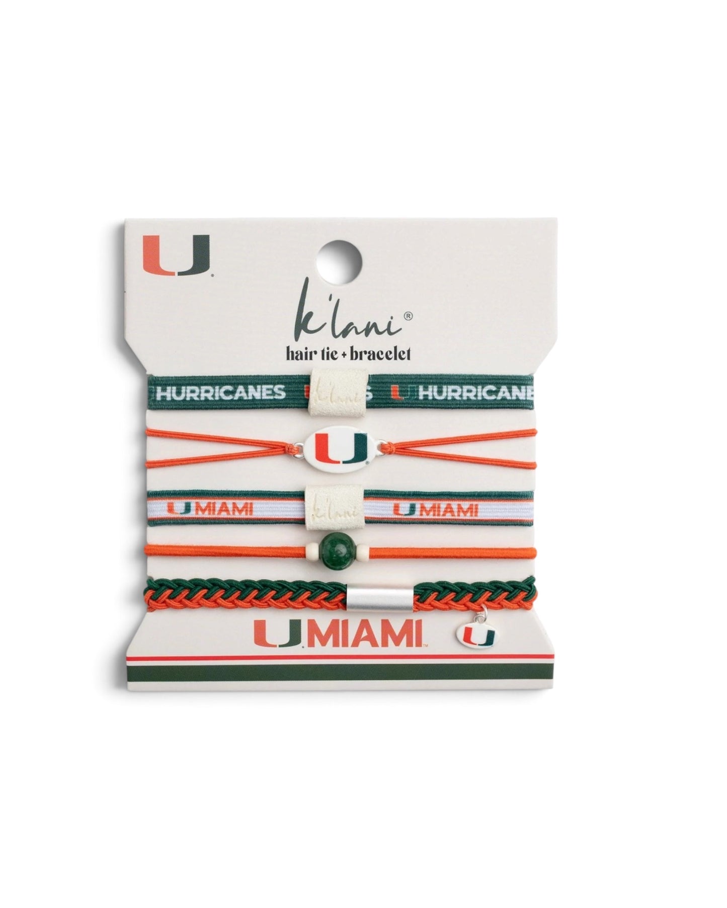 K'lani University of Miami Game Day Hair Tie Bracelets