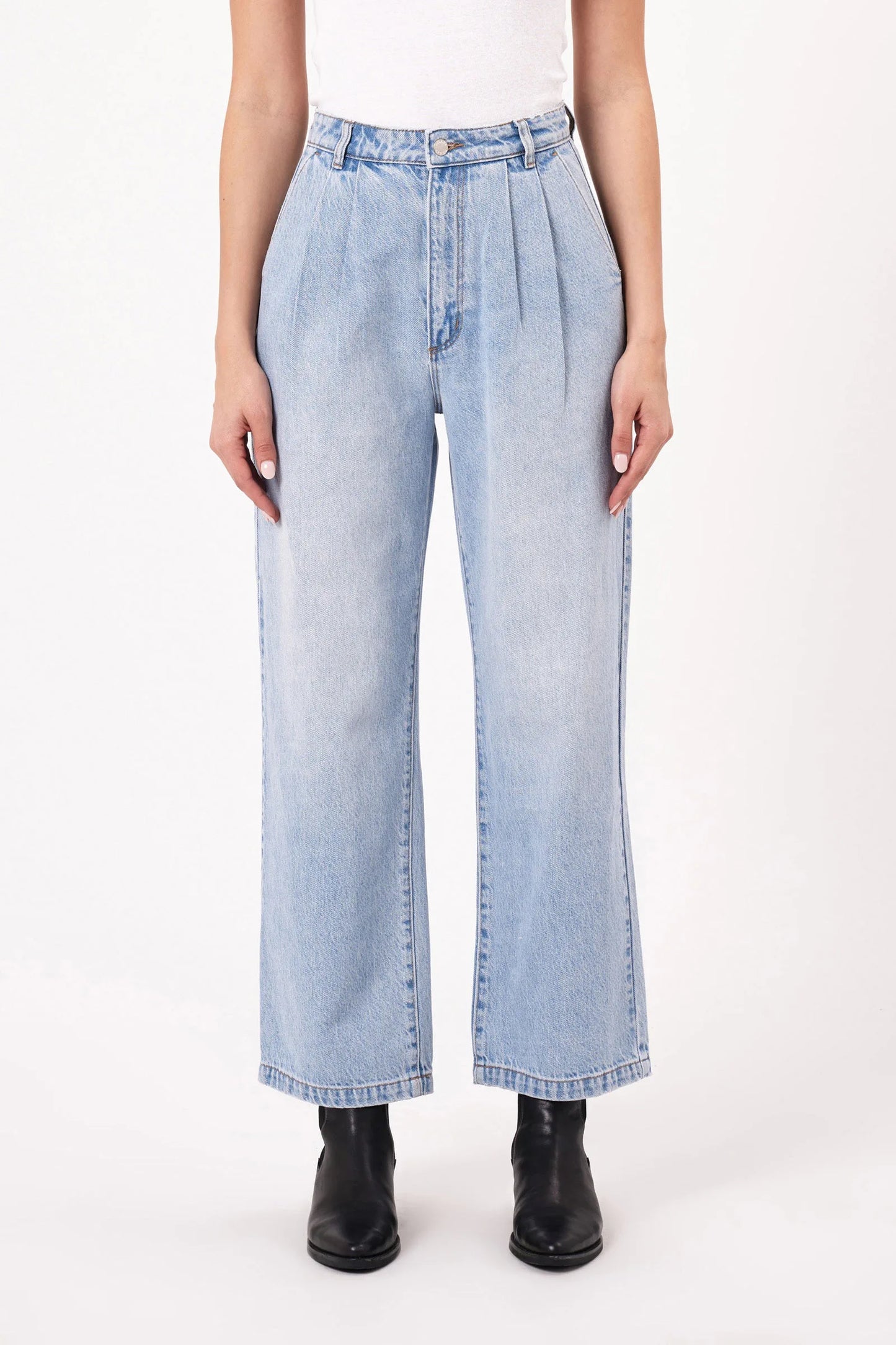 Rolla's Chloe Pleat Denim Jeans Light Blue