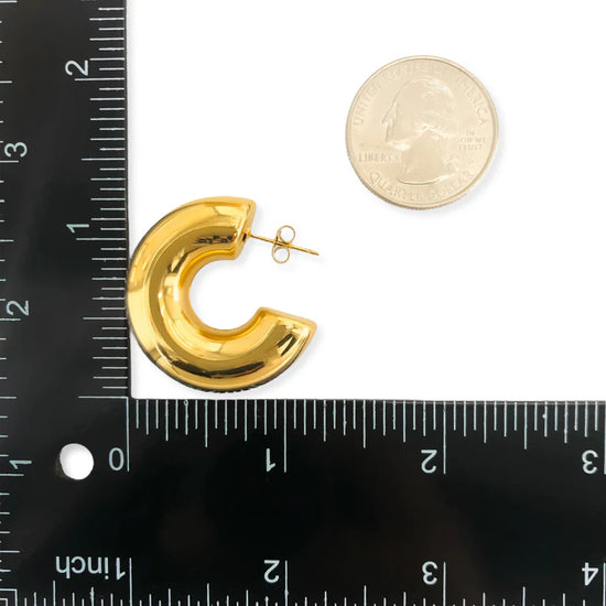 Load image into Gallery viewer, Gold Water Resistant Half Hoops
