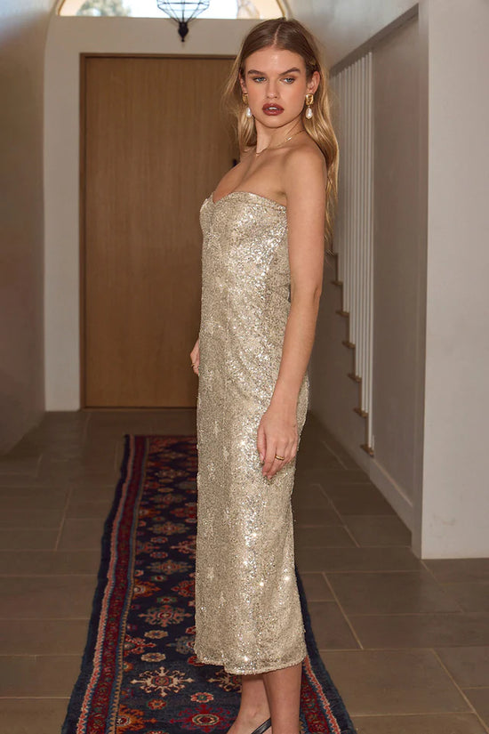 Saltwater Luxe Oaklie Champagne Midi Dress