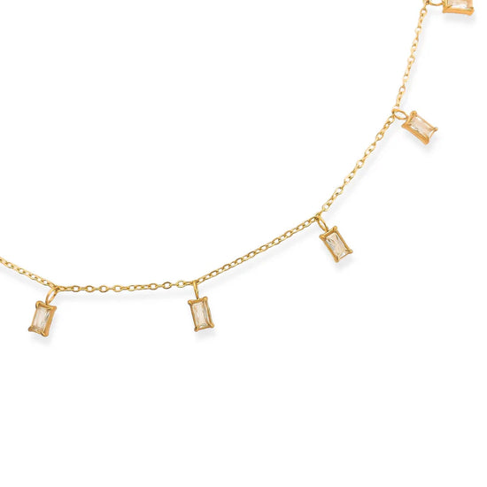 Load image into Gallery viewer, CZ Baguette Necklace Water Resistant
