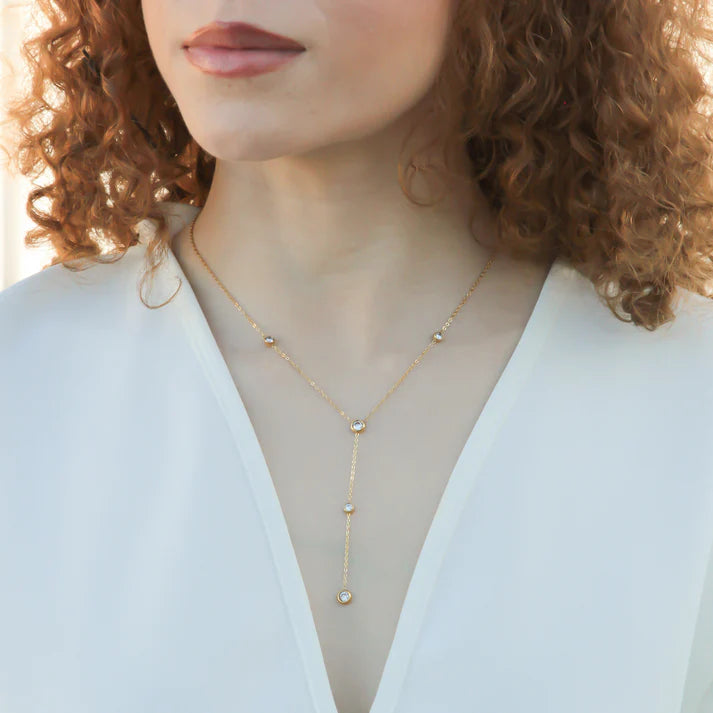 Sydney Water Resistant Bezel Lariat Necklace