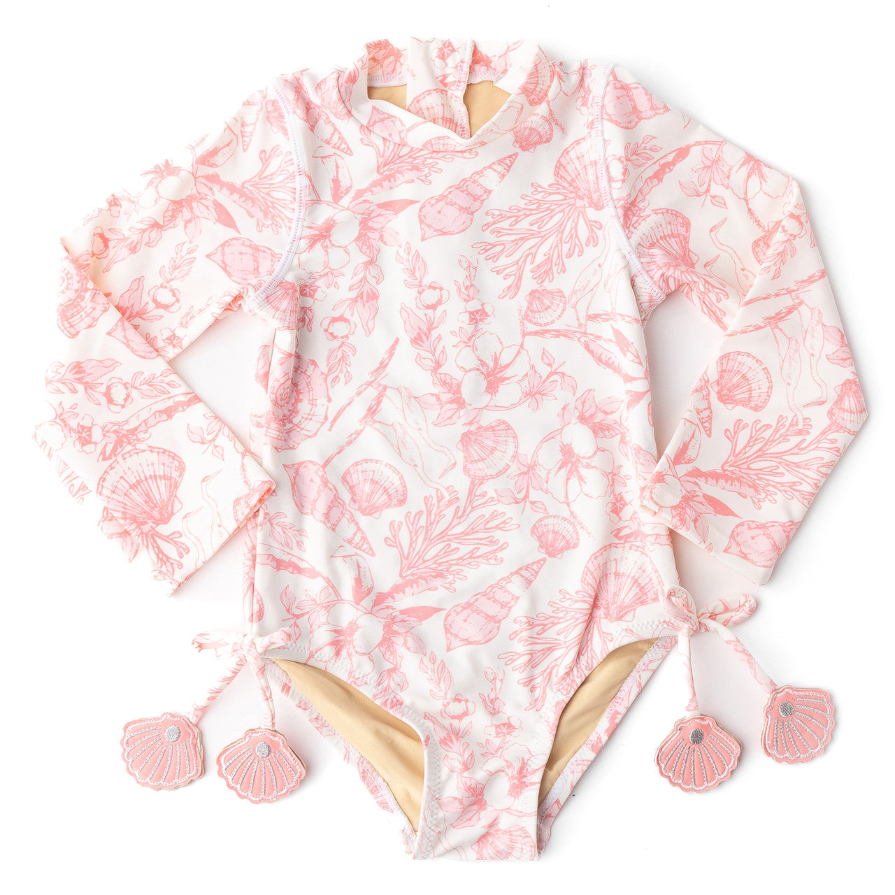 Shade Critters Seaside Toile Long Sleeve One Piece Suit Coral