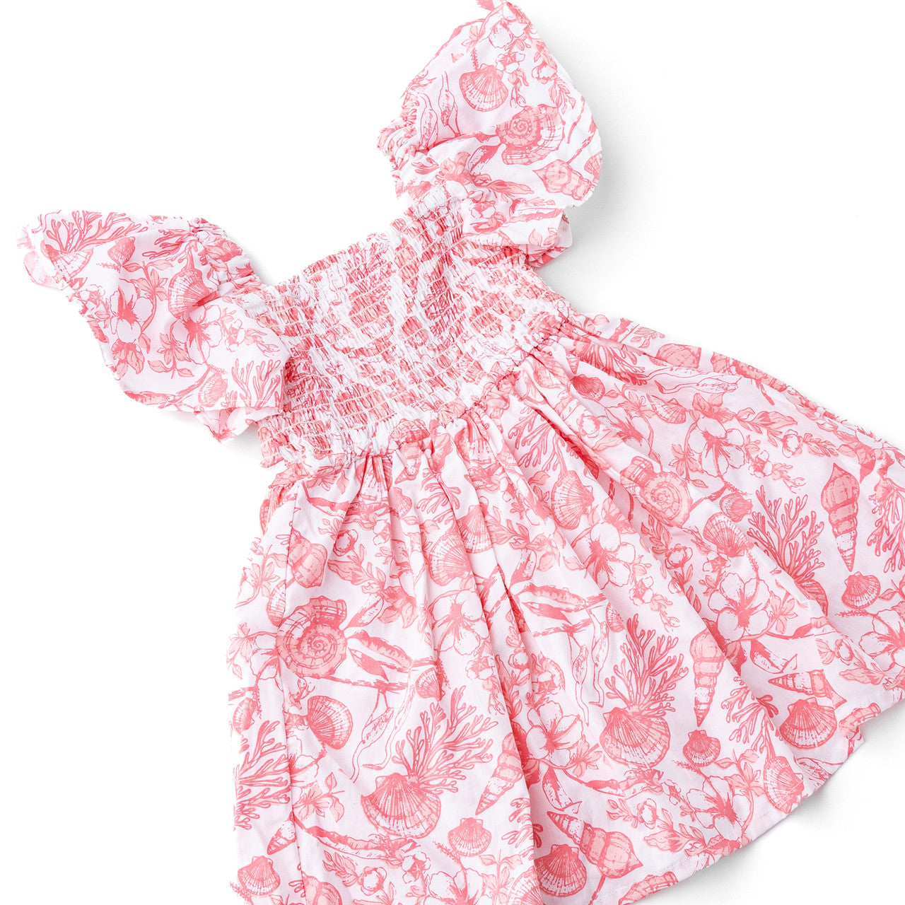 Shade Critters Seaside Toile Smocked Dress Coral